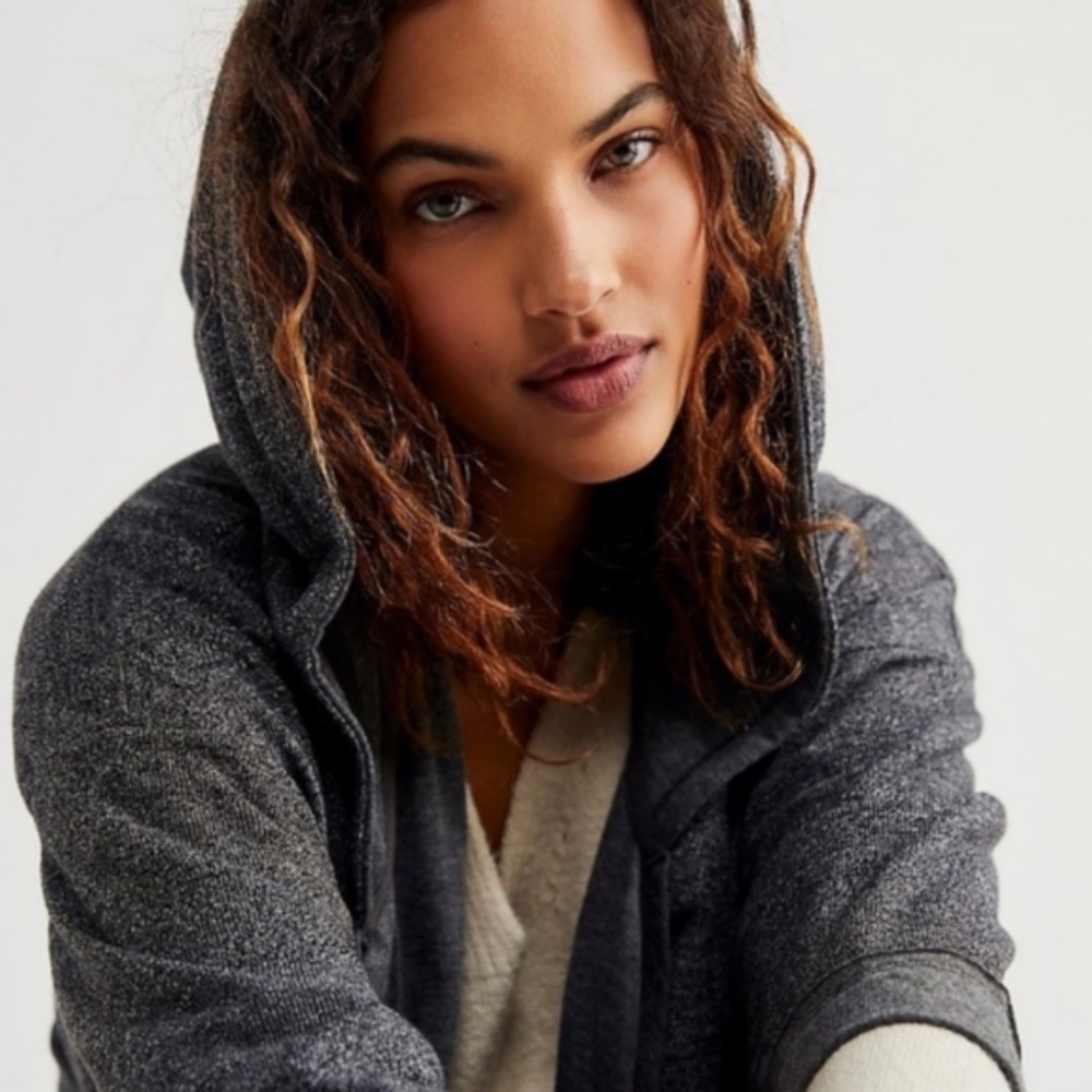 NWT Free People FP Beach Gray Jet Set Cardi Long Hooded Duster - Picture 4 of 15